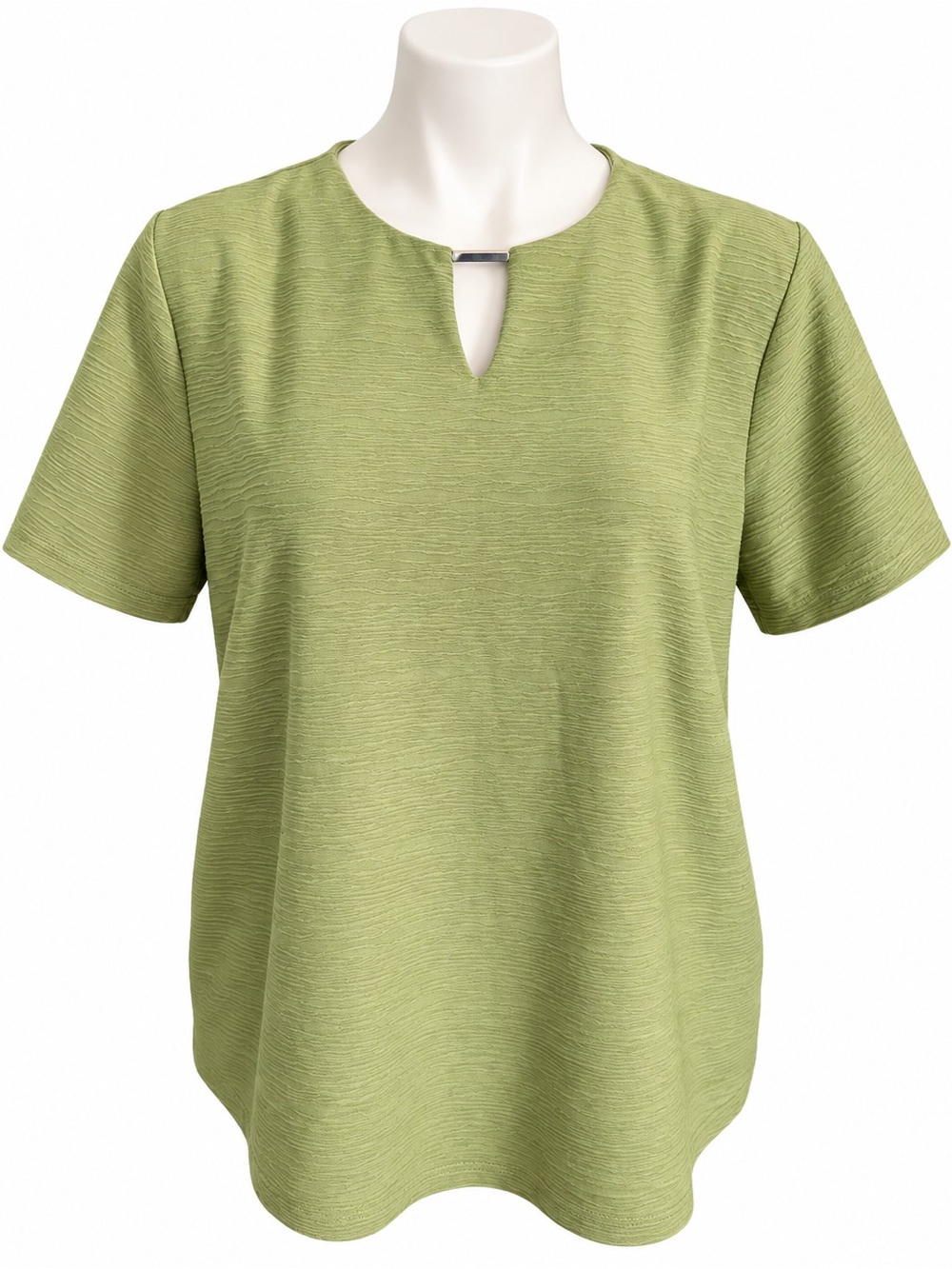 Coral Bay Women’s Short Sleeve Keyhole Top in Olive Green